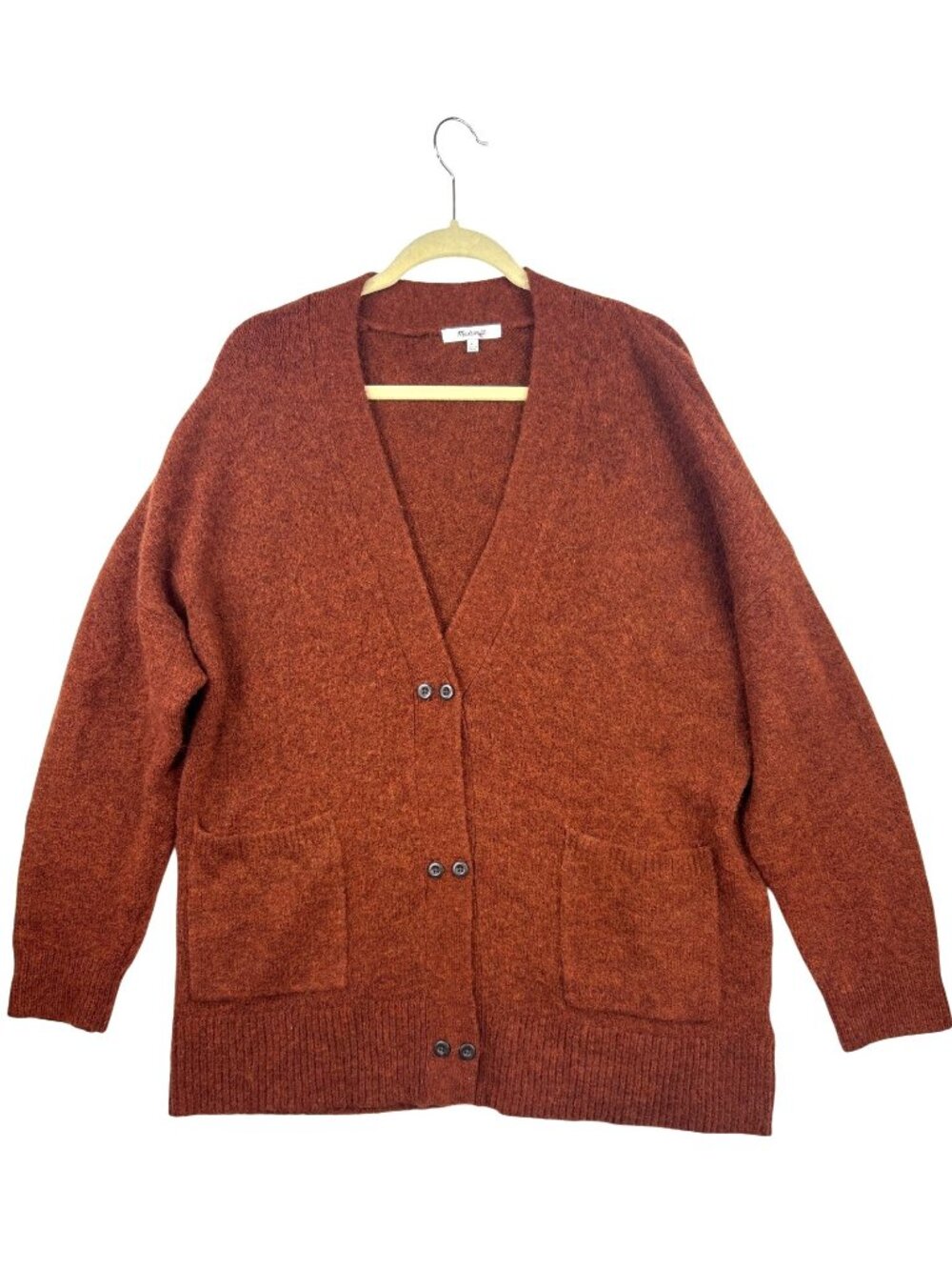 Madewell Allston Women's XL Rust Orange Cardigan Sweater Alpaca Wool Oversized